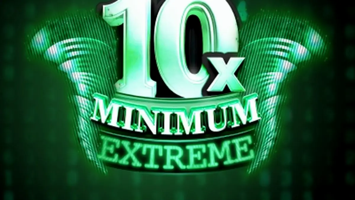 Tampilan layar mesin slot 10x Minimum Extreme dengan nuansa retro neon
